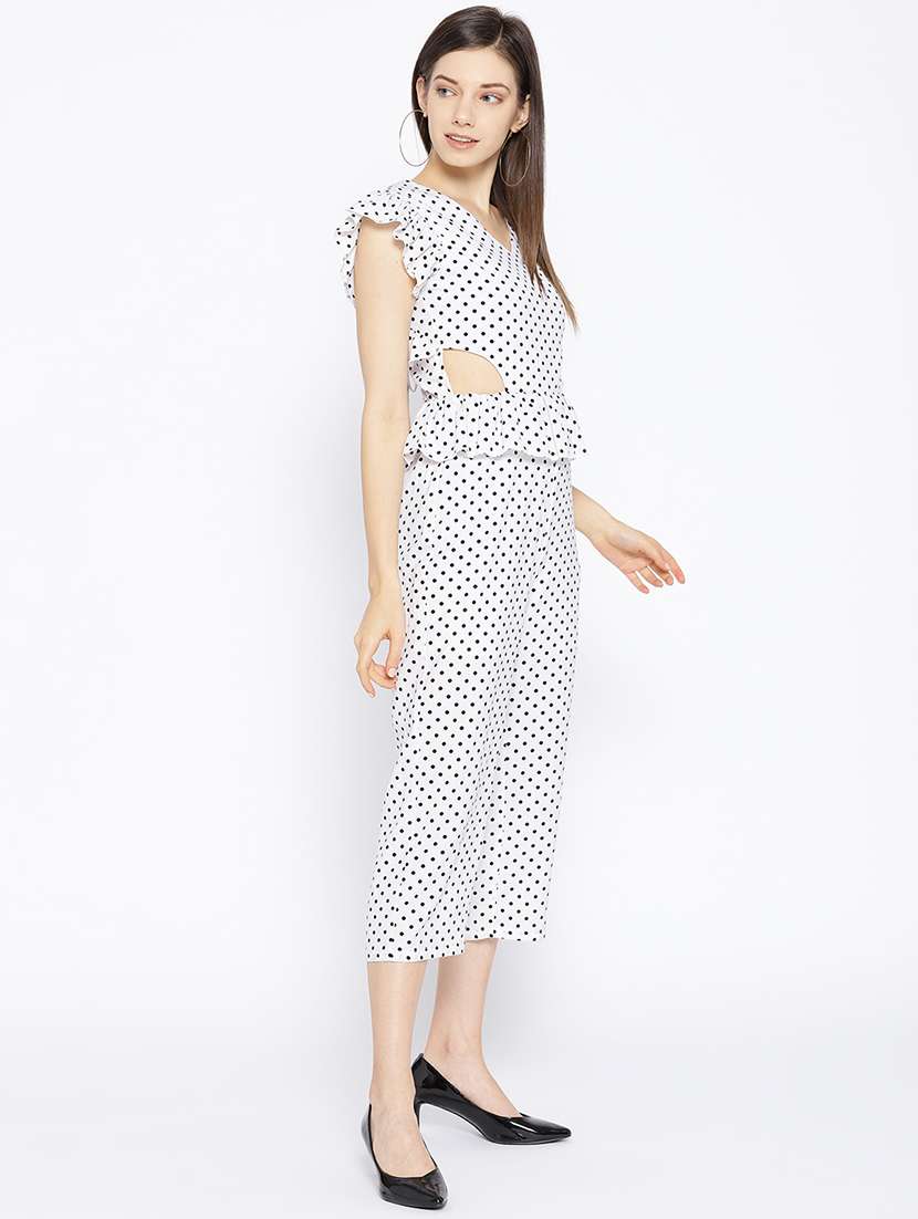 frill detail polka dot jumpsuit  - 16764132 -  Standard Image - 2