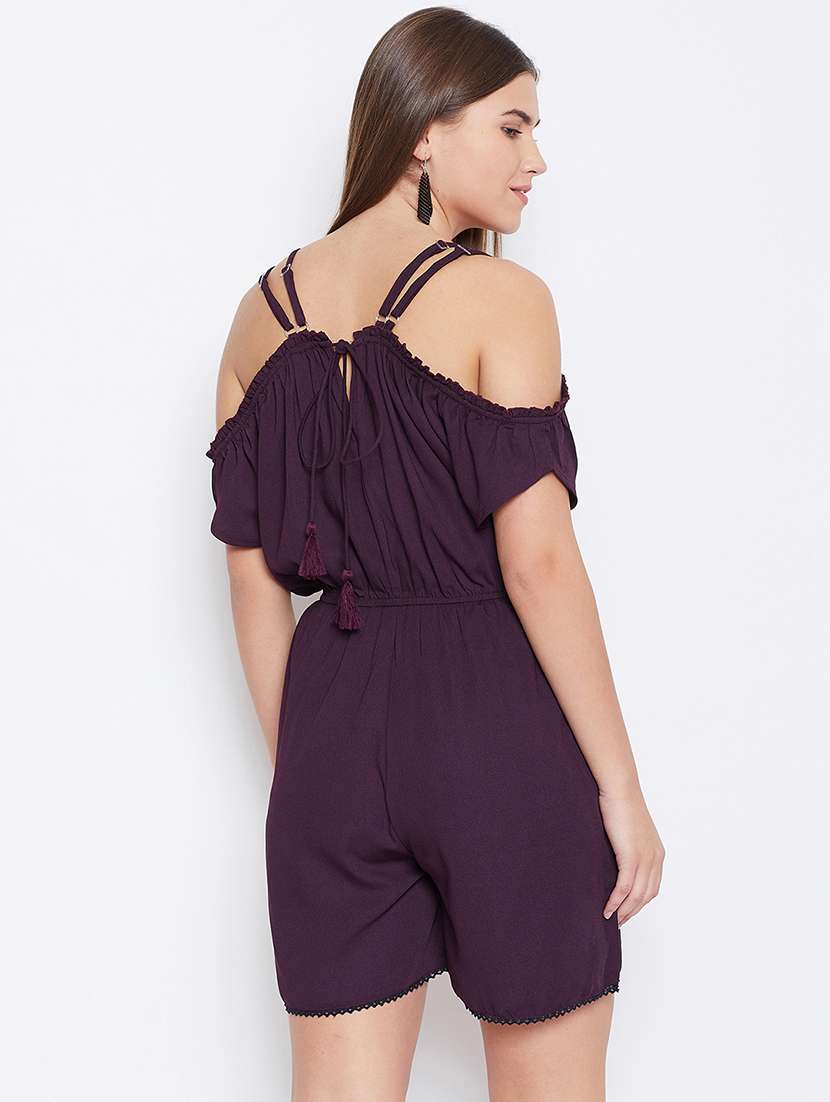 overlap neck frill detail romper  - 16764136 -  Standard Image - 2