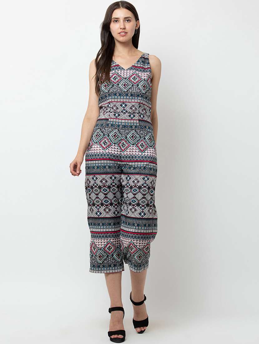 v-neck aztec jumpsuit 