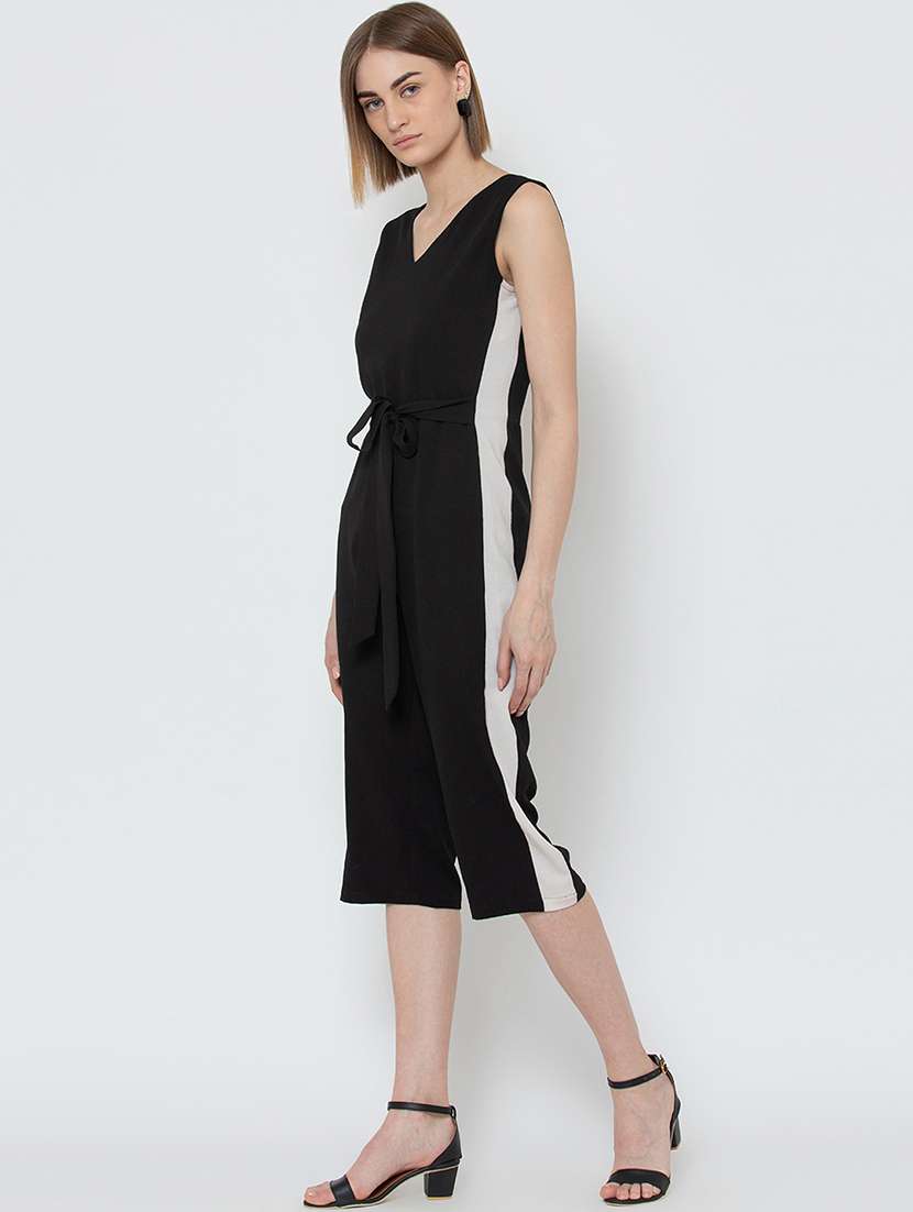 tie front contrast detail jumpsuit - 16764139 -  Standard Image - 2