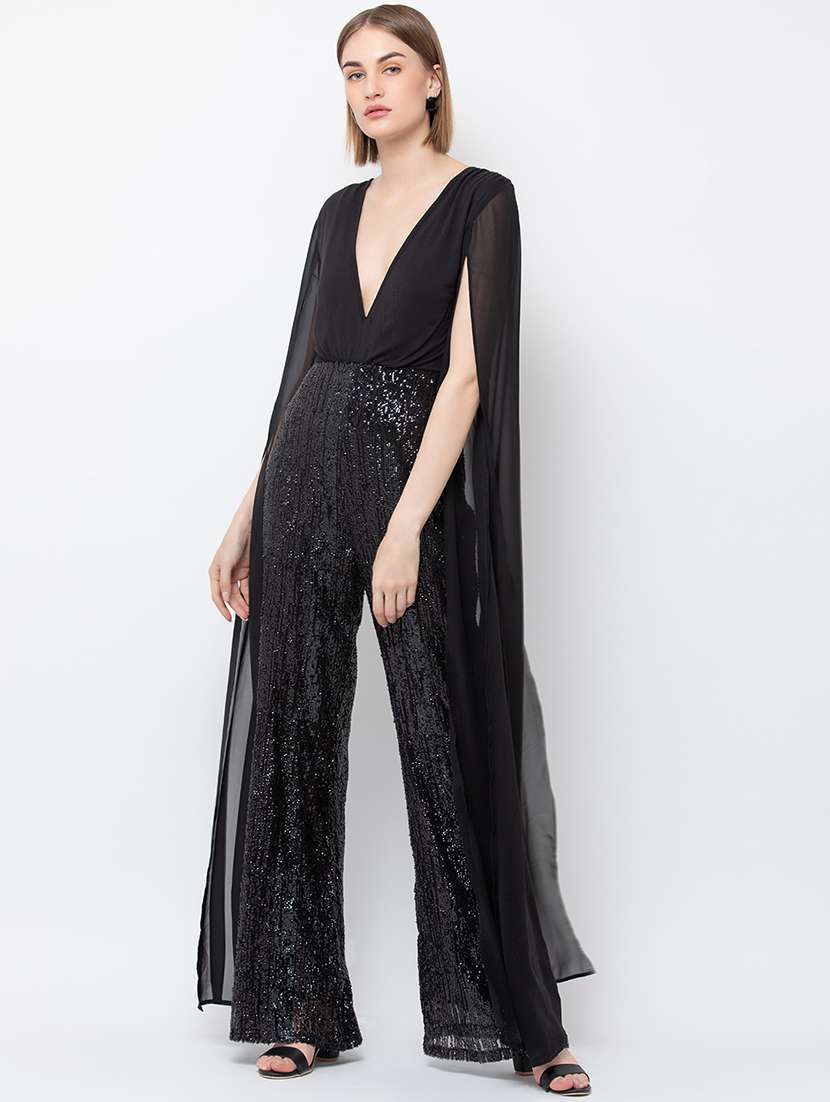 exaggerated sleeved embellished jumpsuit