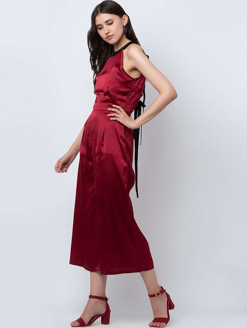 tie knot detail metallic jumpsuit - 16764143 -  Standard Image - 2