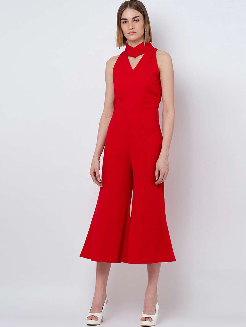 choker neck flared jumpsuit