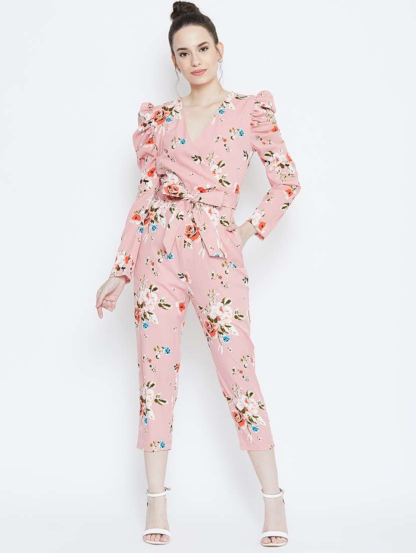 puff sleeved floral jumpsuit
