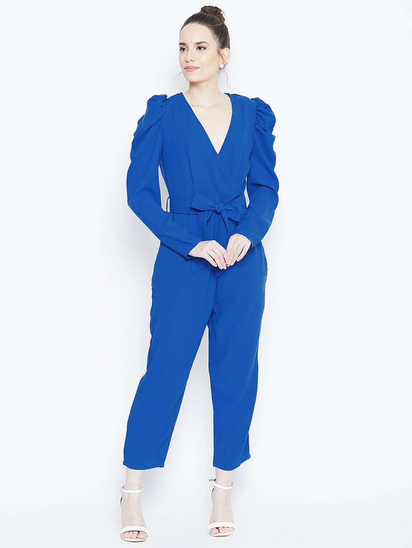 tie knot puff sleeved jumpsuit