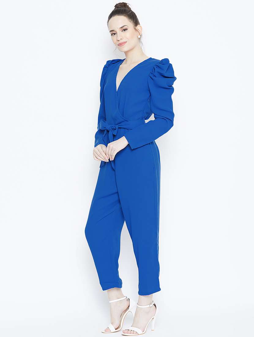 tie knot puff sleeved jumpsuit