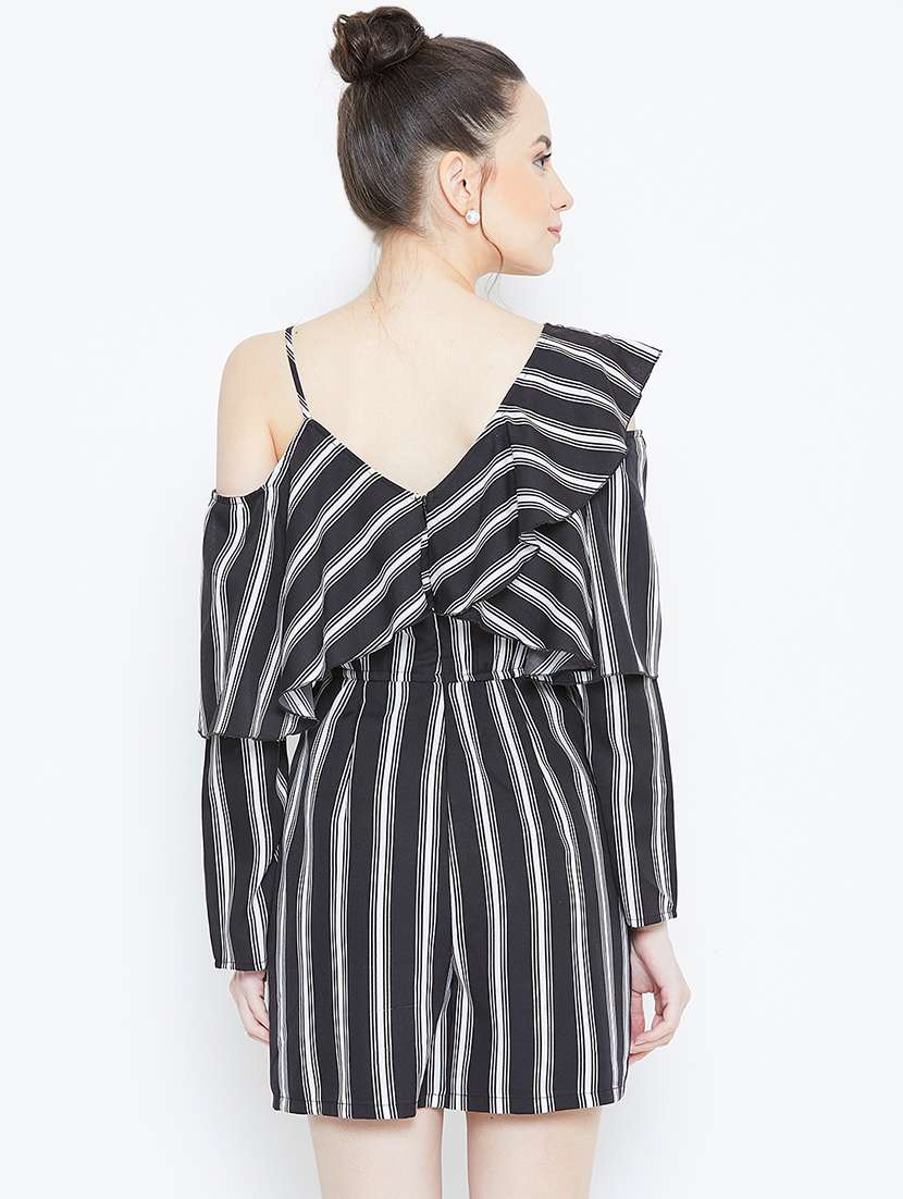 ruffle detail striped romper  - 16764167 -  Standard Image - 2