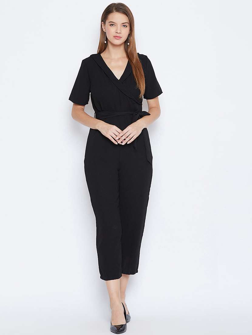 tie front solid jumpsuit - 16764173 -  Standard Image - 2