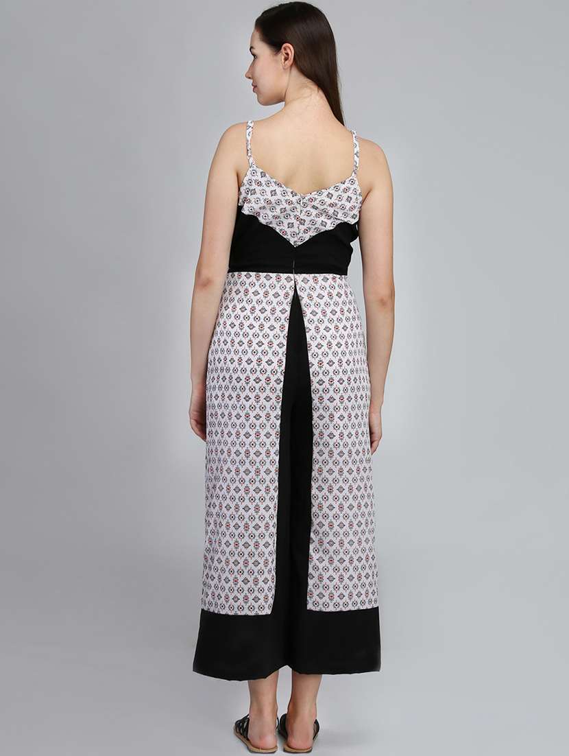 tie front contrast panel jumpsuit - 16764191 -  Standard Image - 2