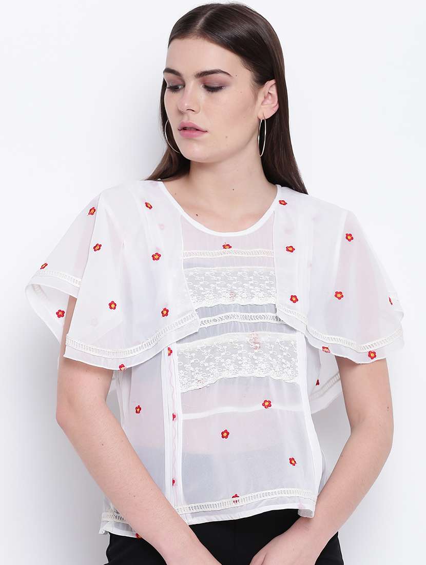 women white embroidered detailed top