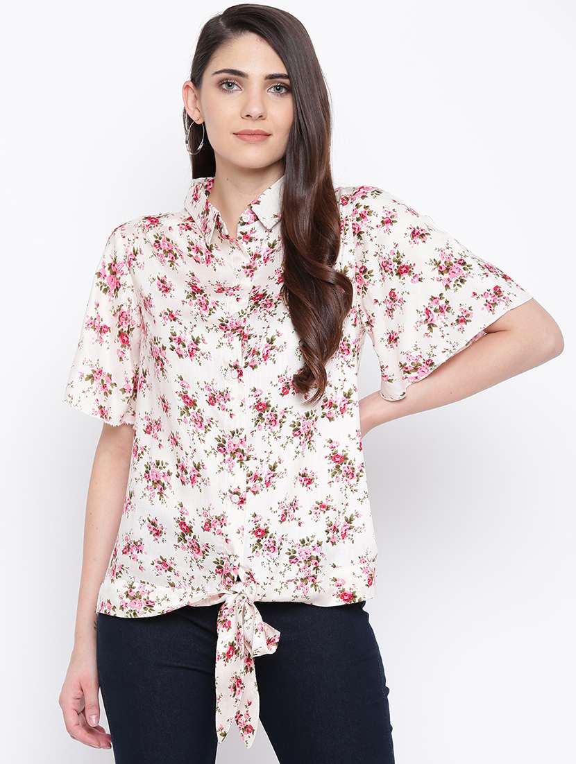 tie front floral shirt