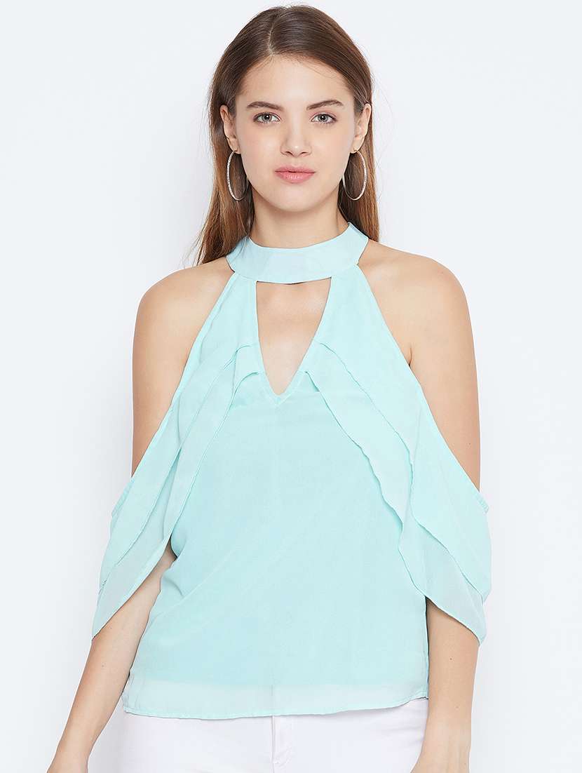 women's straight key hole neck top