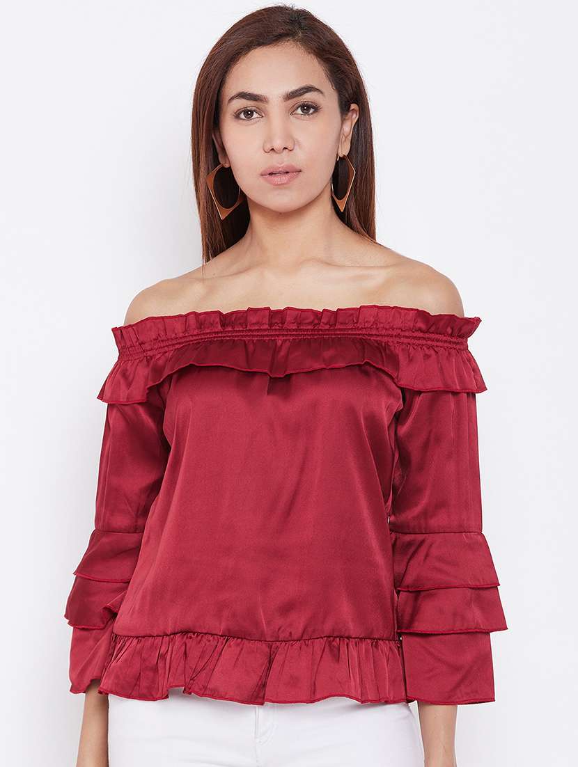 women's ruffle off shoulder top