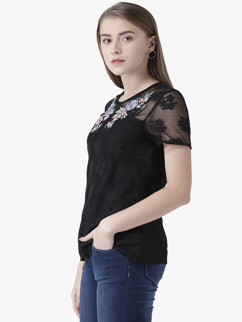 women's straight round neck top - 16764214 -  Standard Image - 2