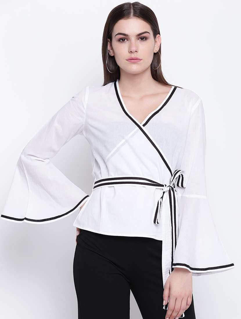 women's wrap v neck top