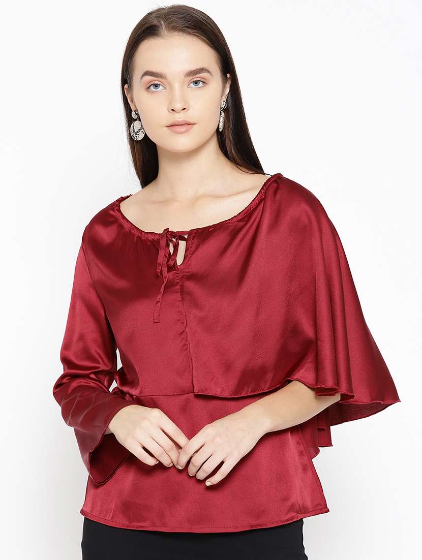 women's layered tie-up neck top