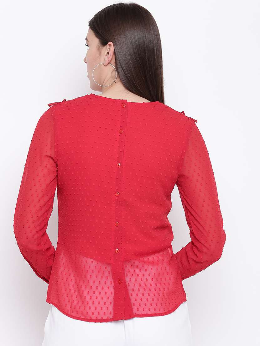 women's ruffle round neck top - 16764236 -  Standard Image - 2