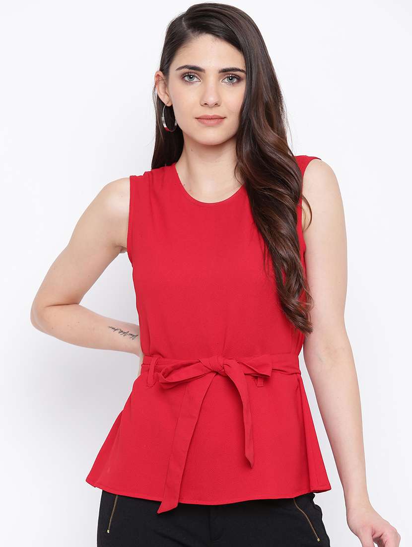 women's peplum round neck top