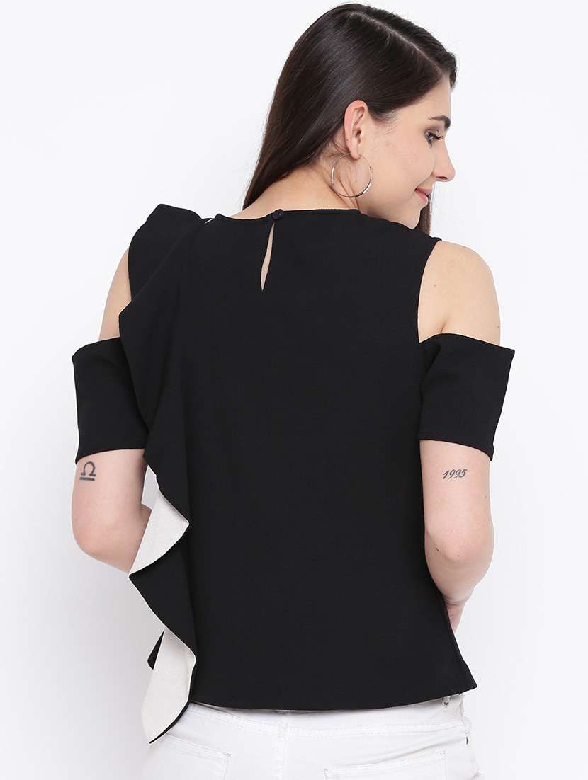 women's ruffle round neck top - 16764271 -  Standard Image - 2