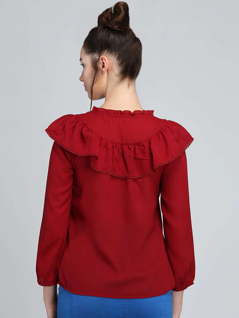 women's ruffle tie-up neck top - 16764315 -  Standard Image - 2