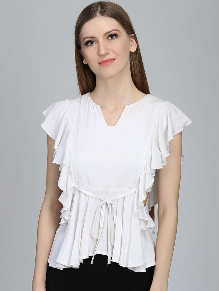 women's asymmetric notch neck top