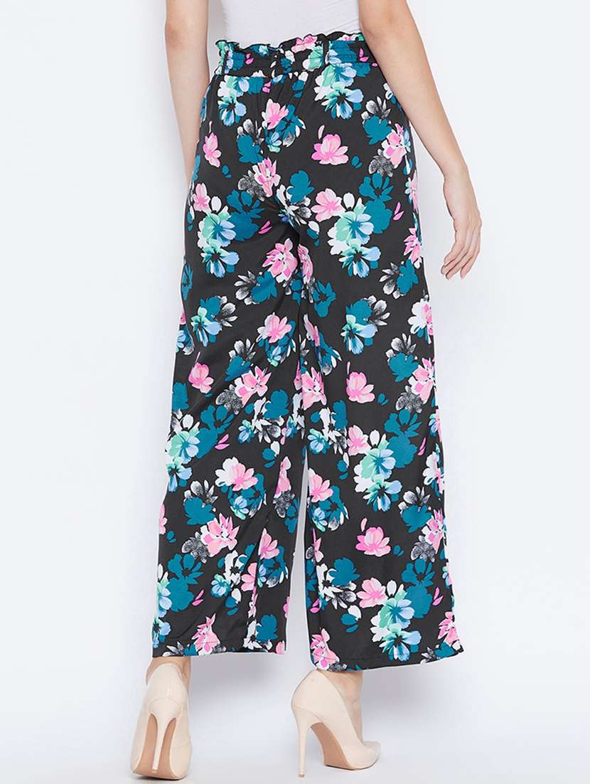 floral printed flat front wide leg trouser - 16764342 -  Standard Image - 2