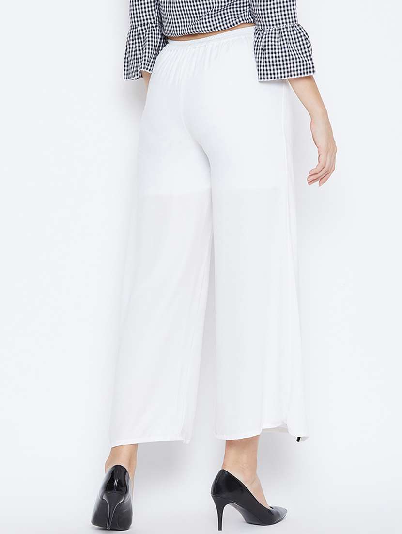 solid flat front overlap wide leg trouser - 16764352 -  Standard Image - 2