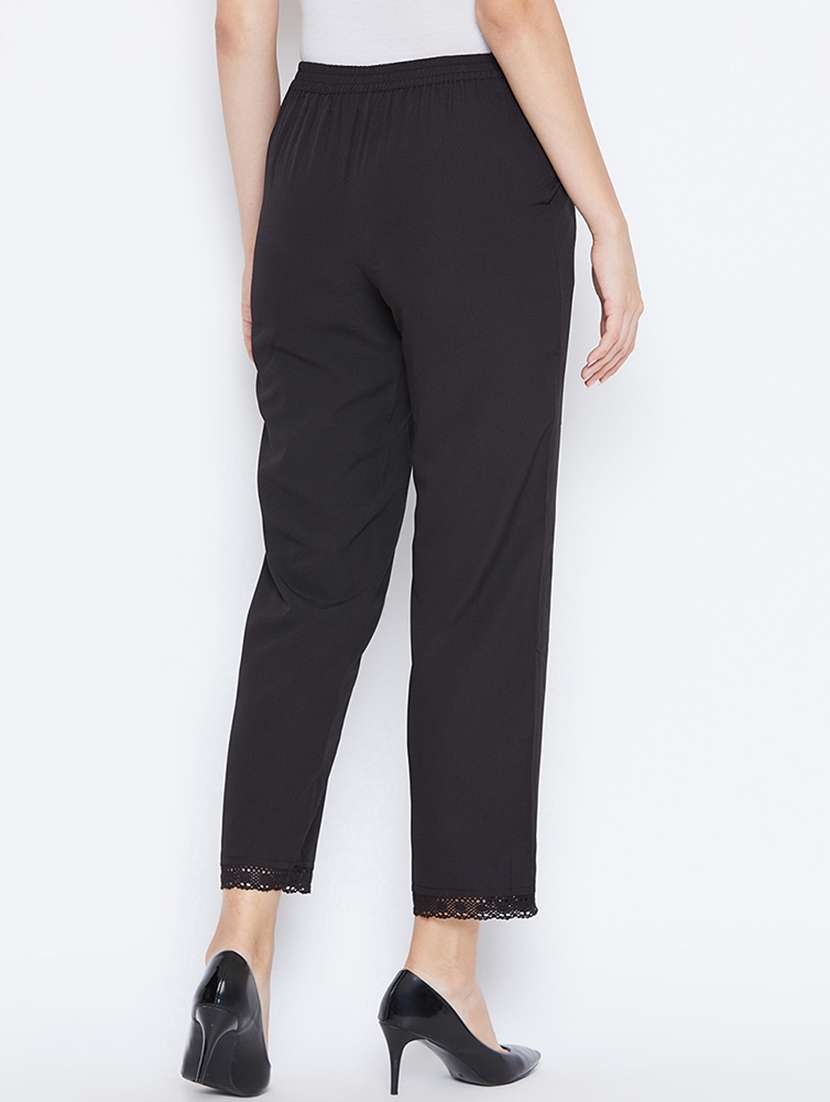 women solid pleated cigarette pants - 16764353 -  Standard Image - 2