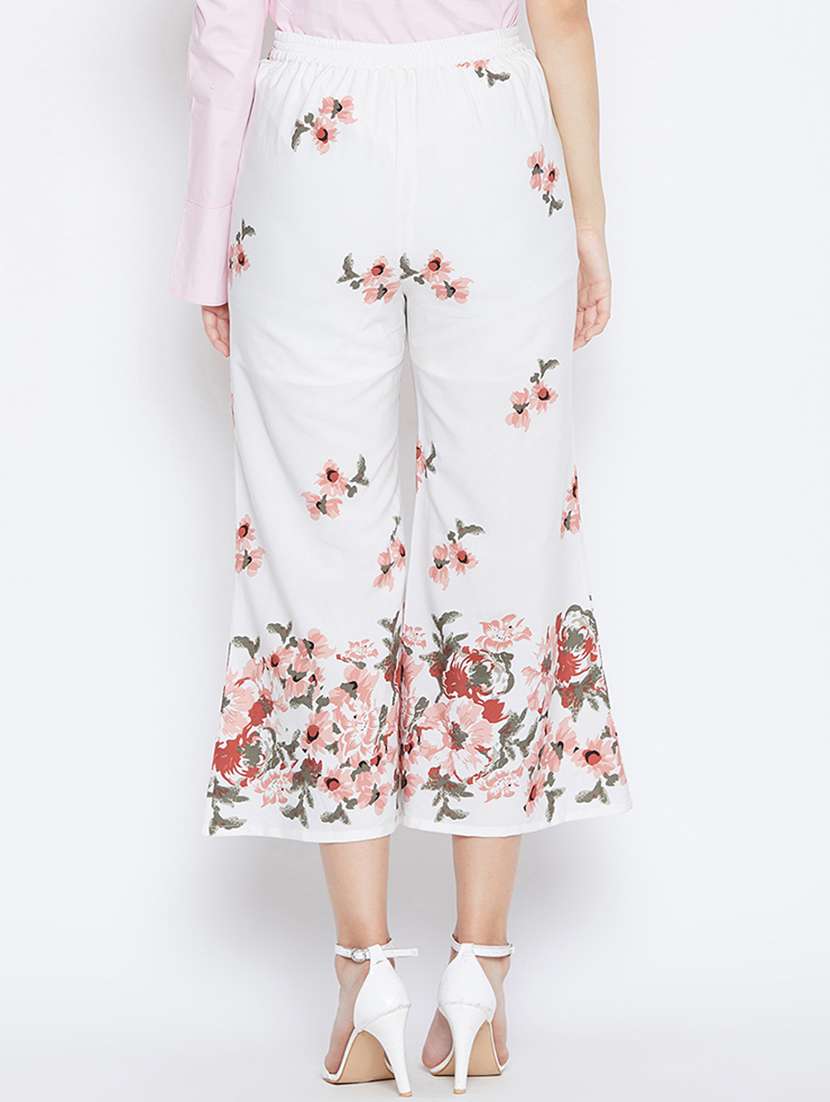 floral printed flat front wide leg trouser - 16764354 -  Standard Image - 2