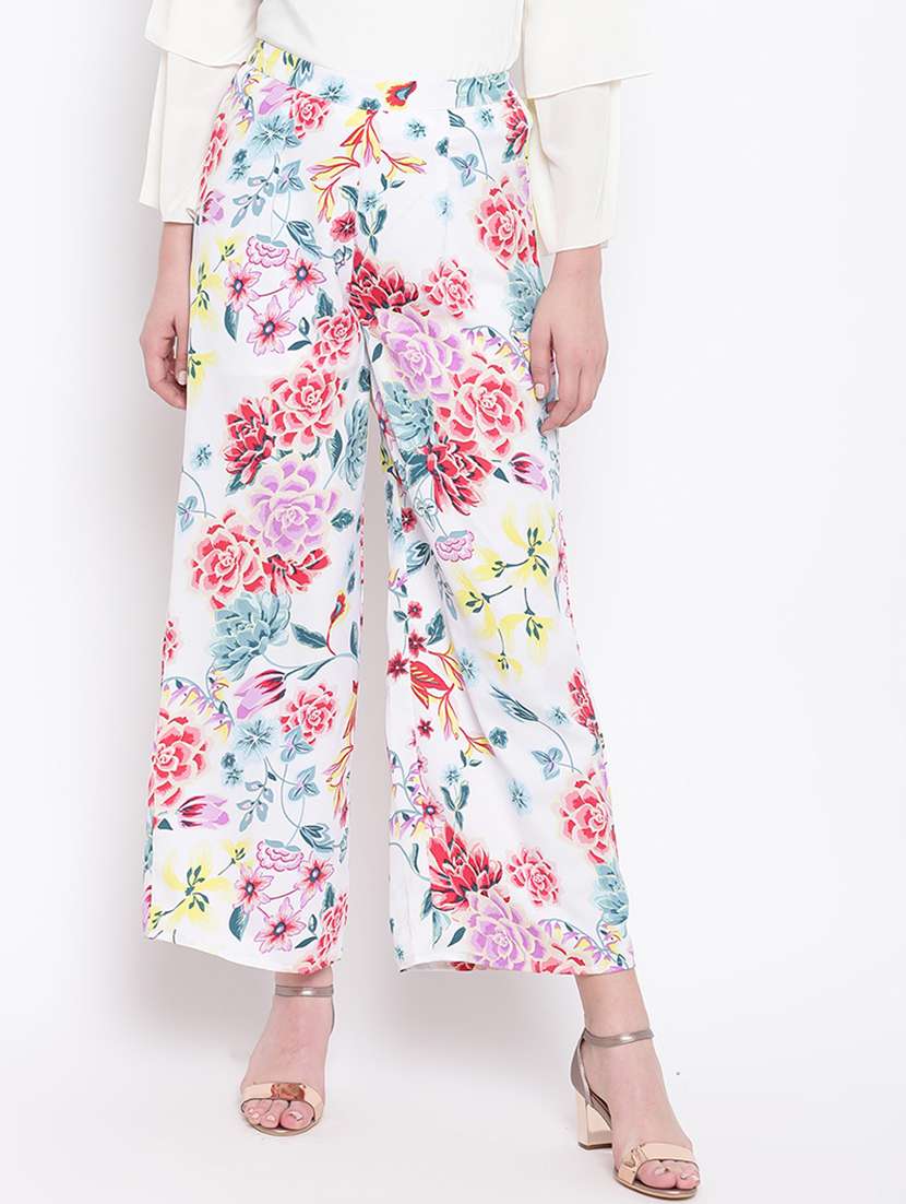 floral printed pleated wide leg trouser