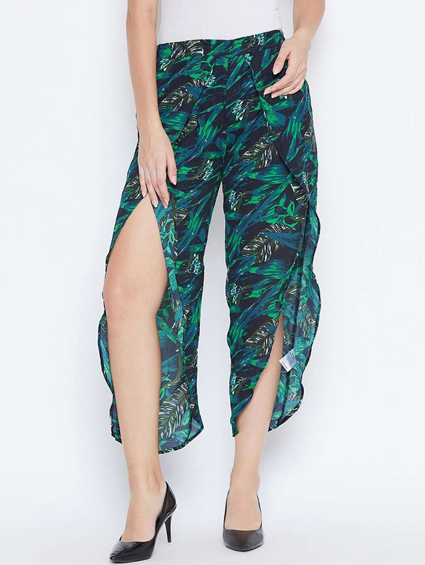 high rise floral asymmetric trouser