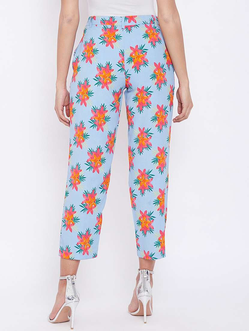 floral printed flat front cigarette pants - 16764366 -  Standard Image - 2
