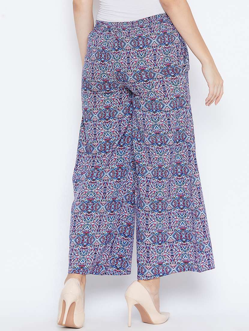 printed flat front wide leg trouser - 16764370 -  Standard Image - 2