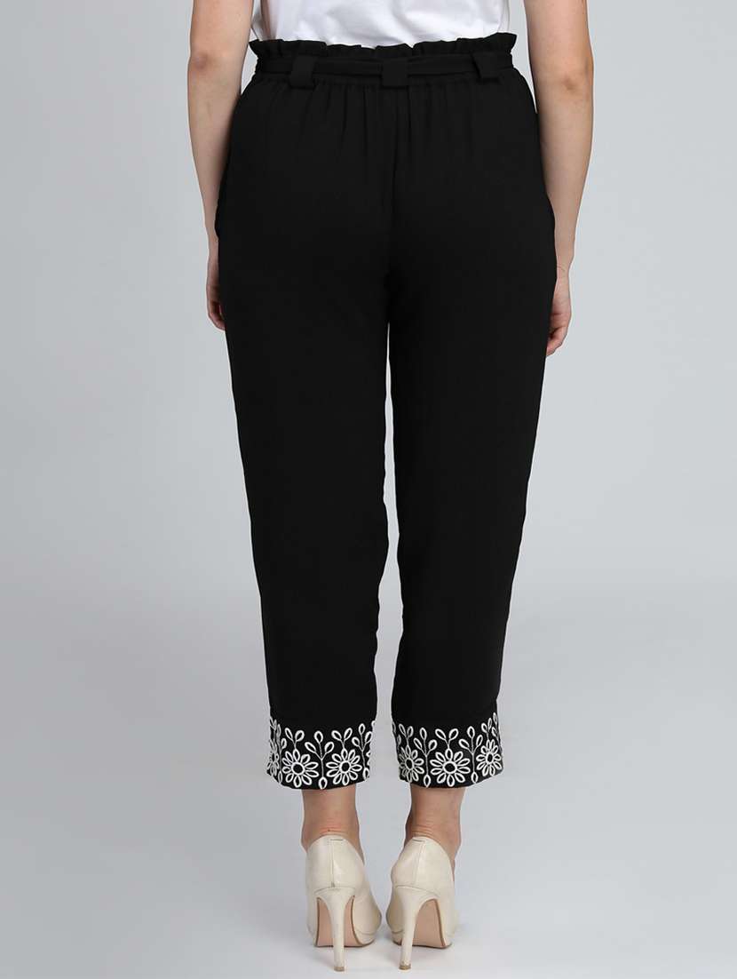 solid with lace flat front cigarette pants - 16764378 -  Standard Image - 2