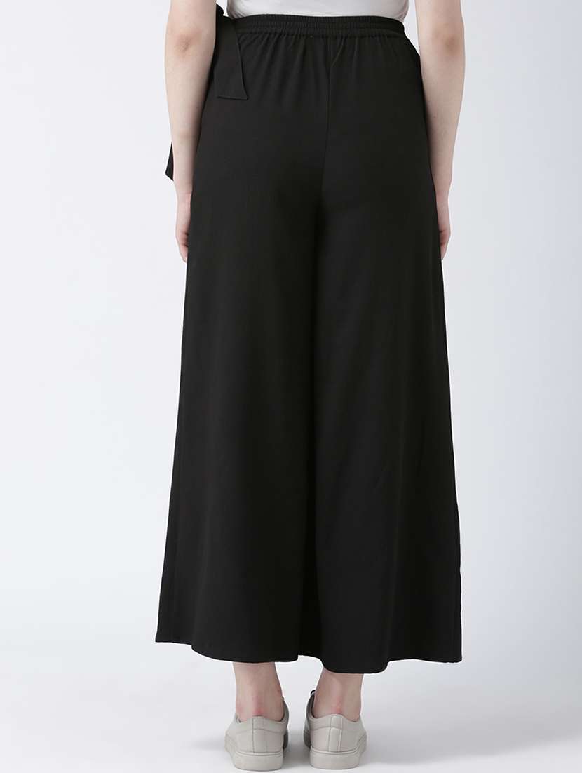 solid flat front wide leg overlap trouser - 16764391 -  Standard Image - 2