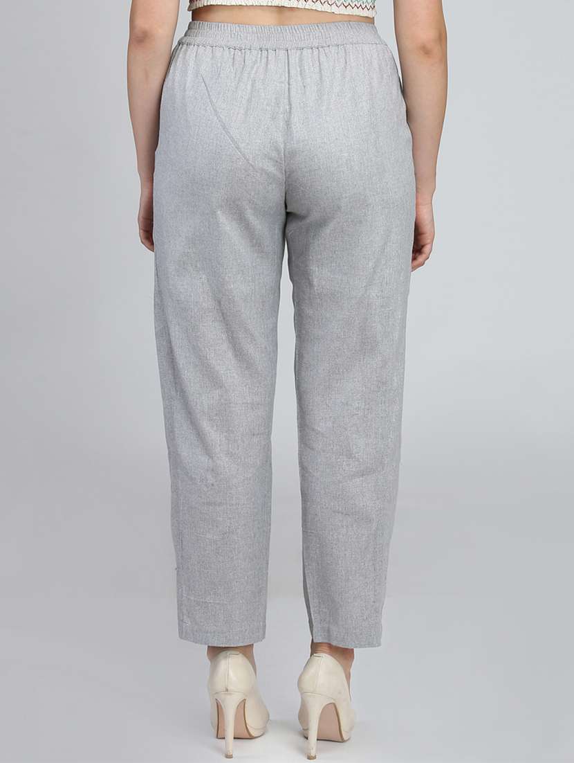 High Rise Gathered Solid Trouser - 16764395 -  Standard Image - 2