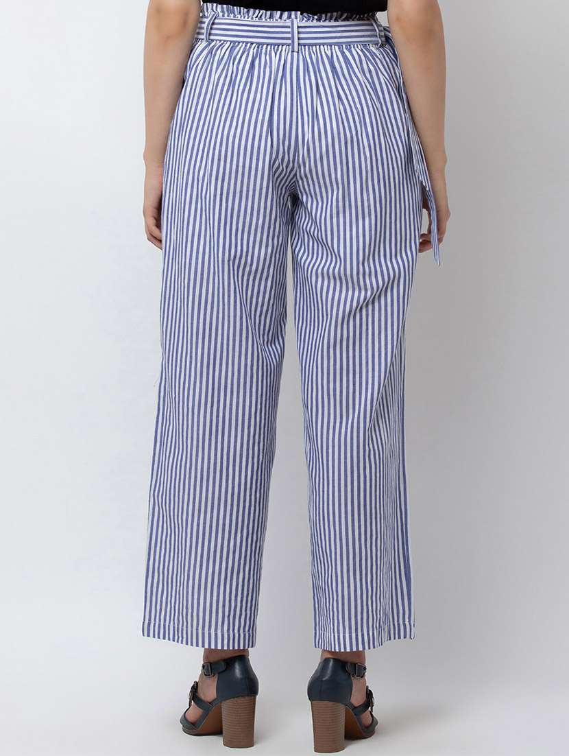 striped flat front wide leg trouser - 16764399 -  Standard Image - 2