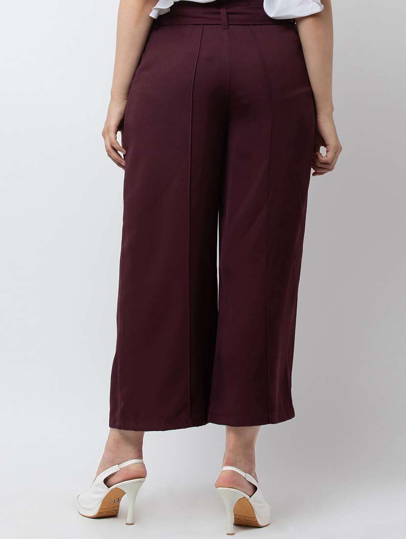women solid pleated wide leg trouser - 16764402 -  Standard Image - 2