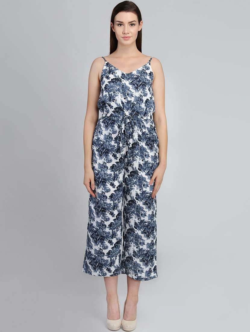 tie front floral jumpsuit