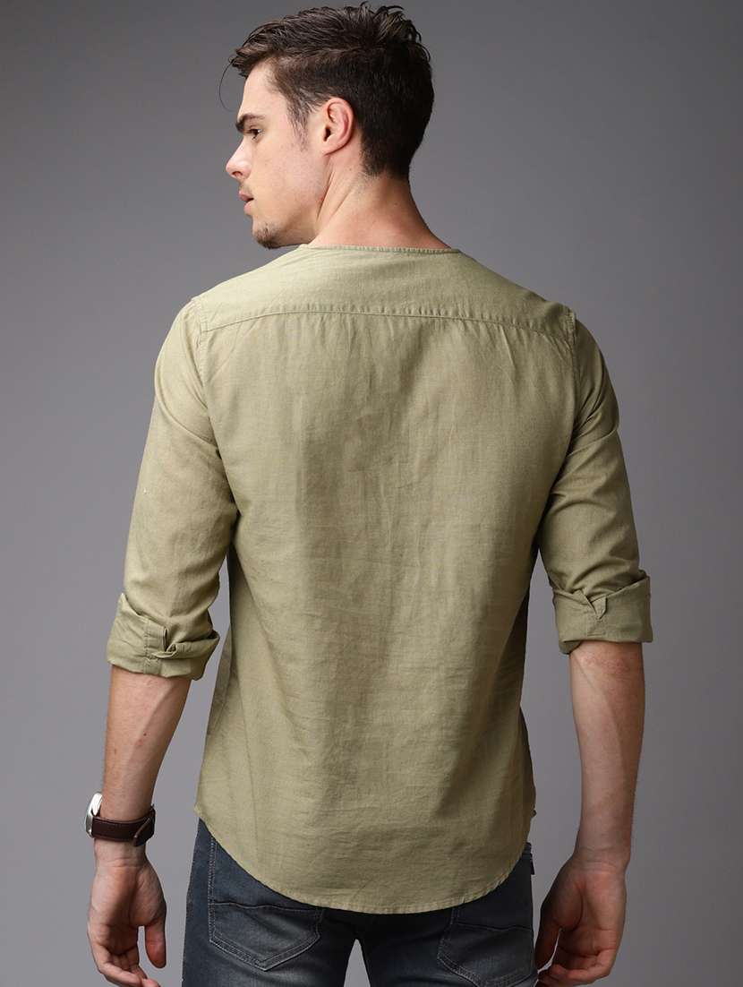 green solid short kurta - 16764778 -  Standard Image - 2