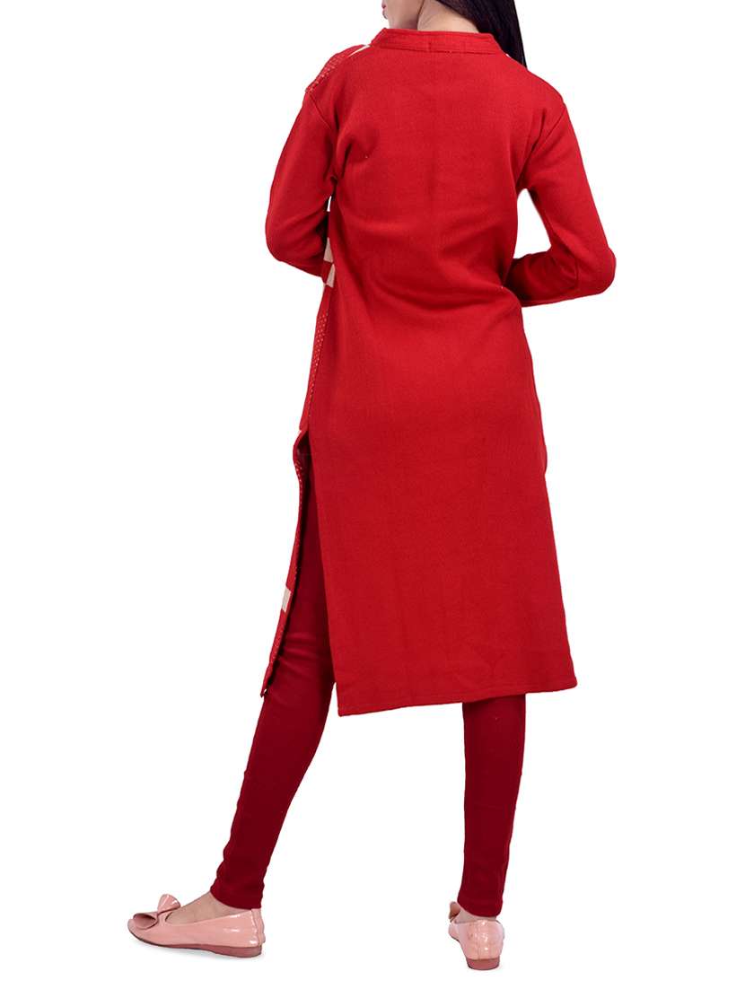 printed woolen kurta - 16764977 -  Standard Image - 2