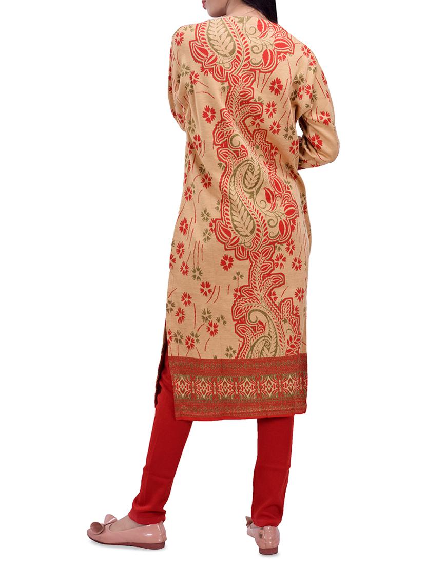 printed woolen kurta - 16764998 - Standard Image - 2