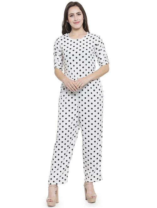 round neck polka dots jumpsuit - 16765725 - Standard Image - 0