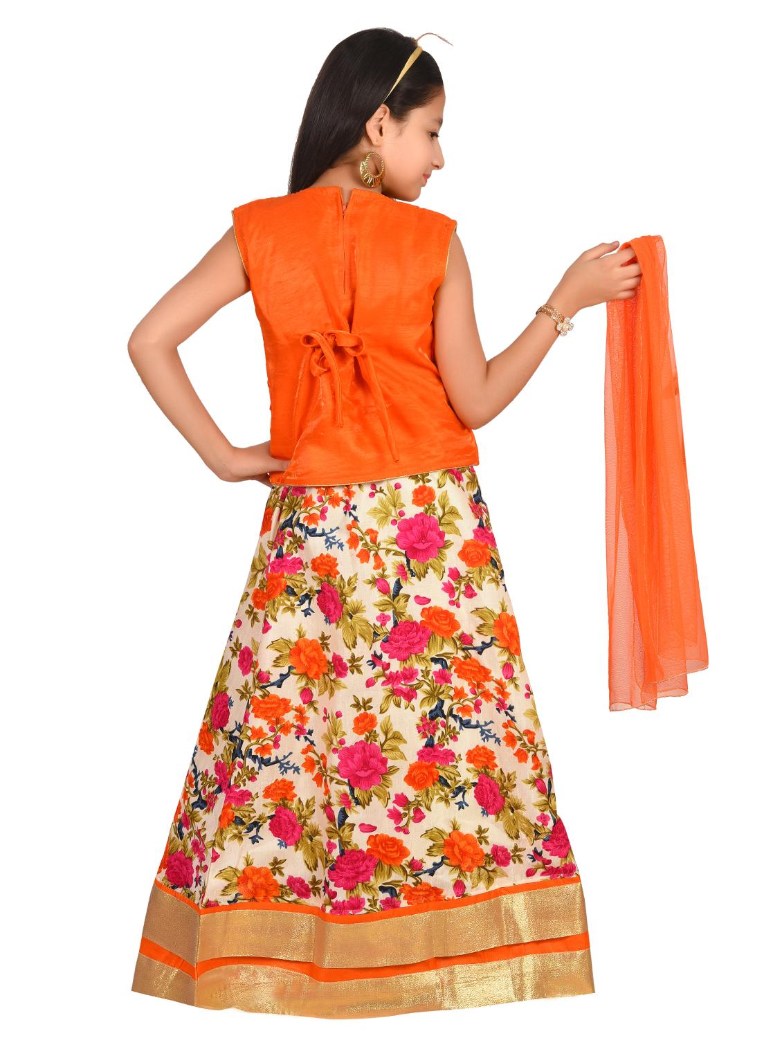 orange silk blend lehenga choli - 16765925 - Standard Image - 2