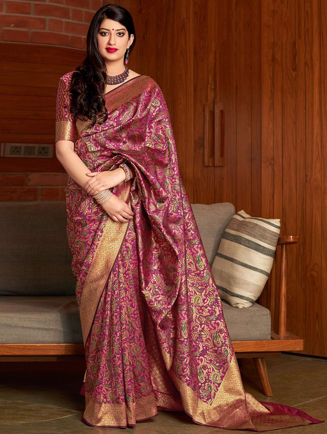 paisley banarasi saree with blouse
