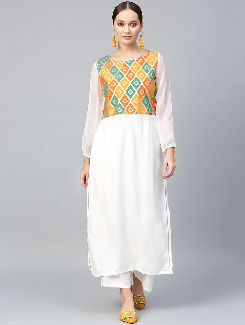 contrast yoke kurta palazzo set
