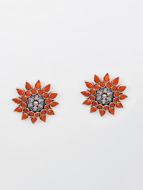 orange metal studs earring - 16767516 - Standard Image - 0