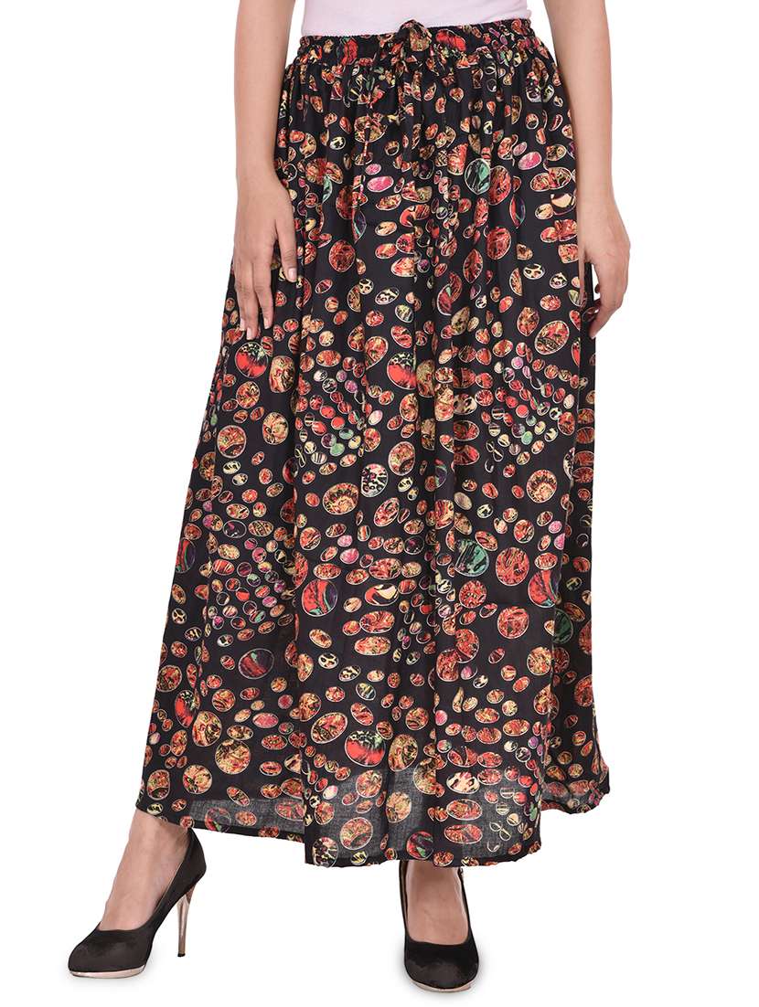 high rise polka dot a-line skirt