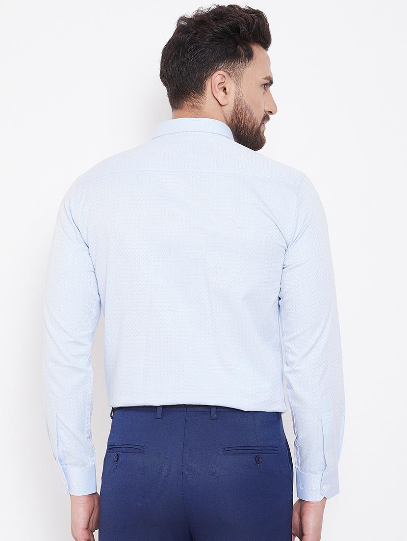 light blue printed formal shirt - 16769291 - Standard Image - 2