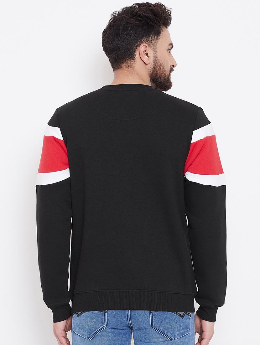 black color block chest print sweatshirt - 16769308 - Standard Image - 2